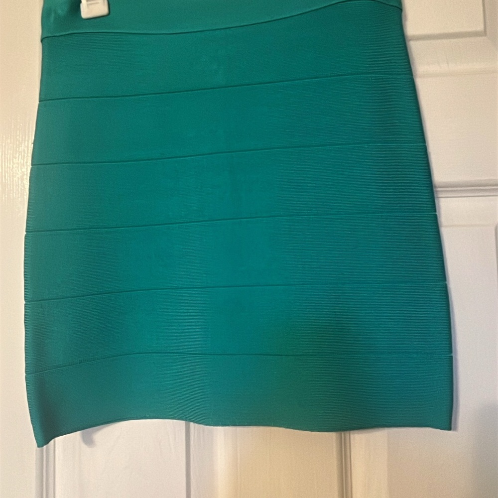 bebe Teal Bandage Mini Skirt